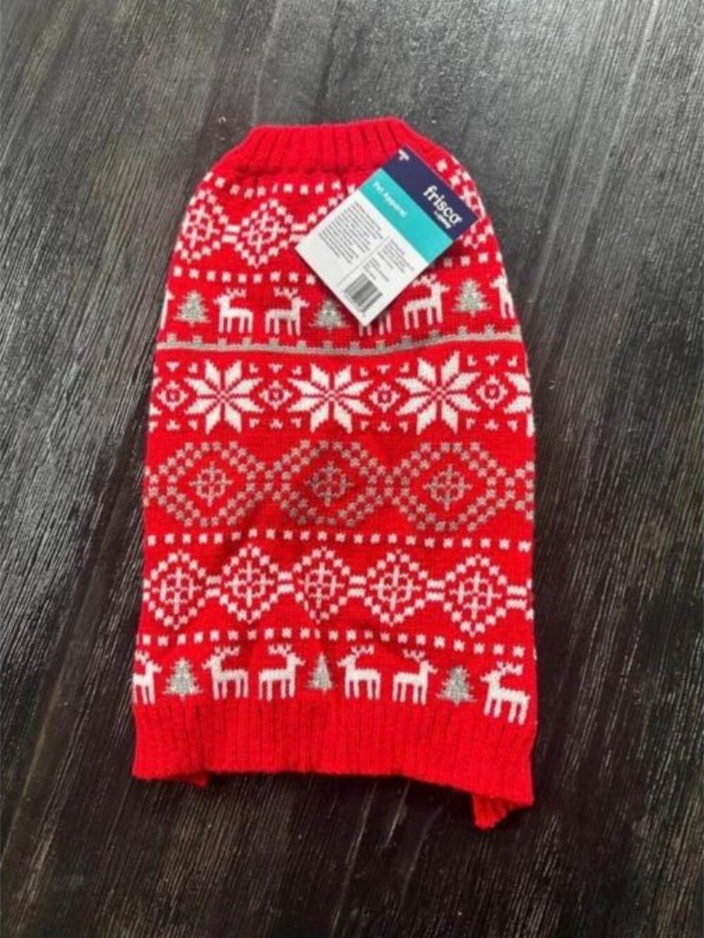 Frisco Red Fair Isle Reindeer Christmas Dog Sweater M NWT